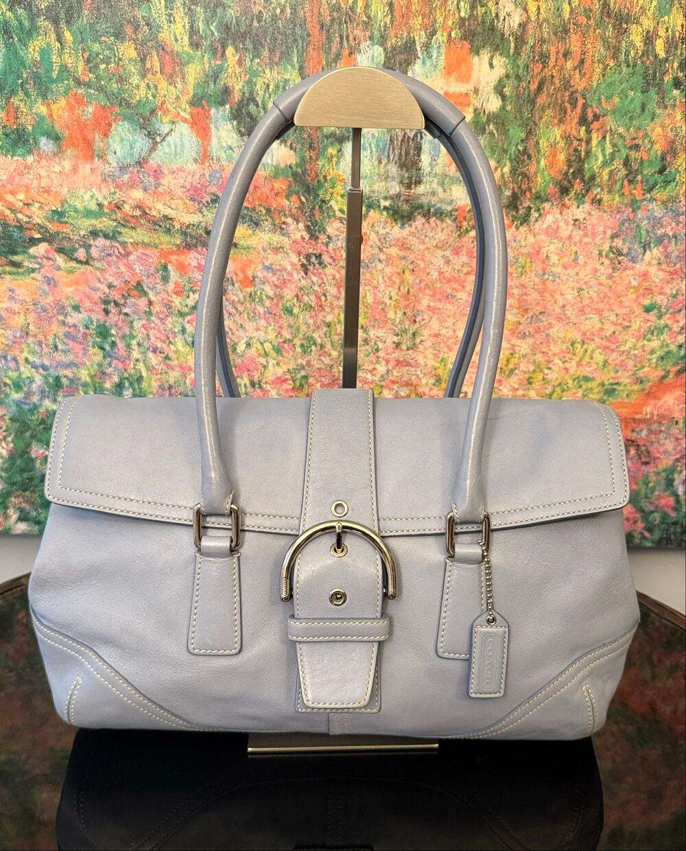 EUC Vintage Coach 9550 Soho Flap Satchel Handbag Light Blue